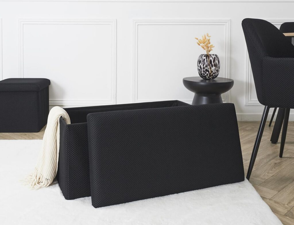 Σκαμπό-Μπαούλο Atom Home Deco Factory - 76X38X38Cm - Μαύρο