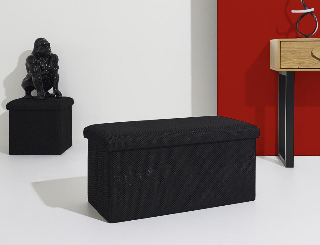 Σκαμπό-Μπαούλο Atom Home Deco Factory - 76X38X38Cm - Μαύρο