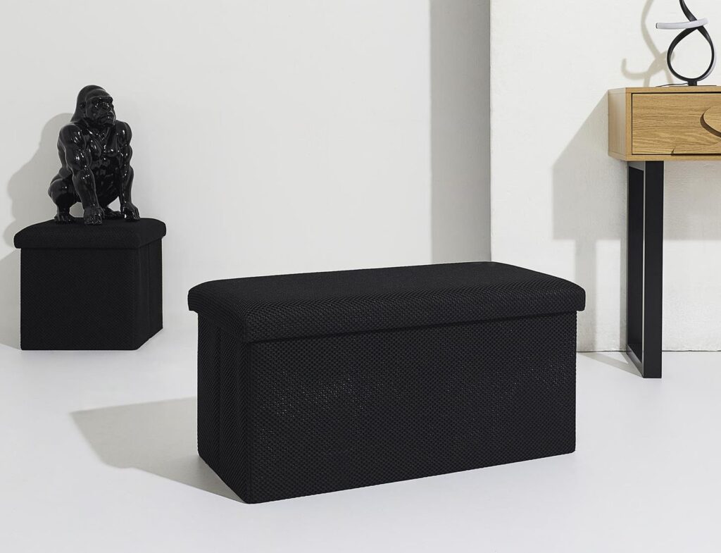 Σκαμπό-Μπαούλο Atom Home Deco Factory - 76X38X38Cm - Μαύρο