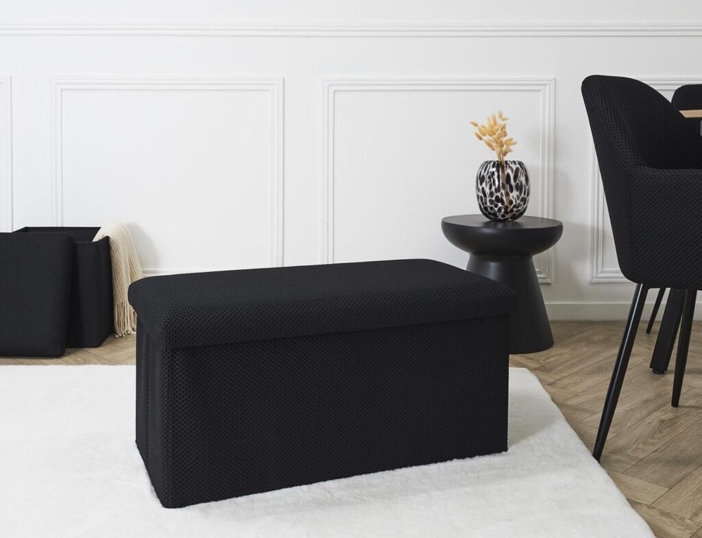 Σκαμπό-Μπαούλο Atom Home Deco Factory - 76X38X38Cm - Μαύρο