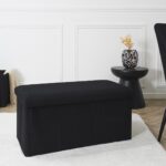 Σκαμπό-Μπαούλο Atom Home Deco Factory - 76X38X38Cm - Μαύρο