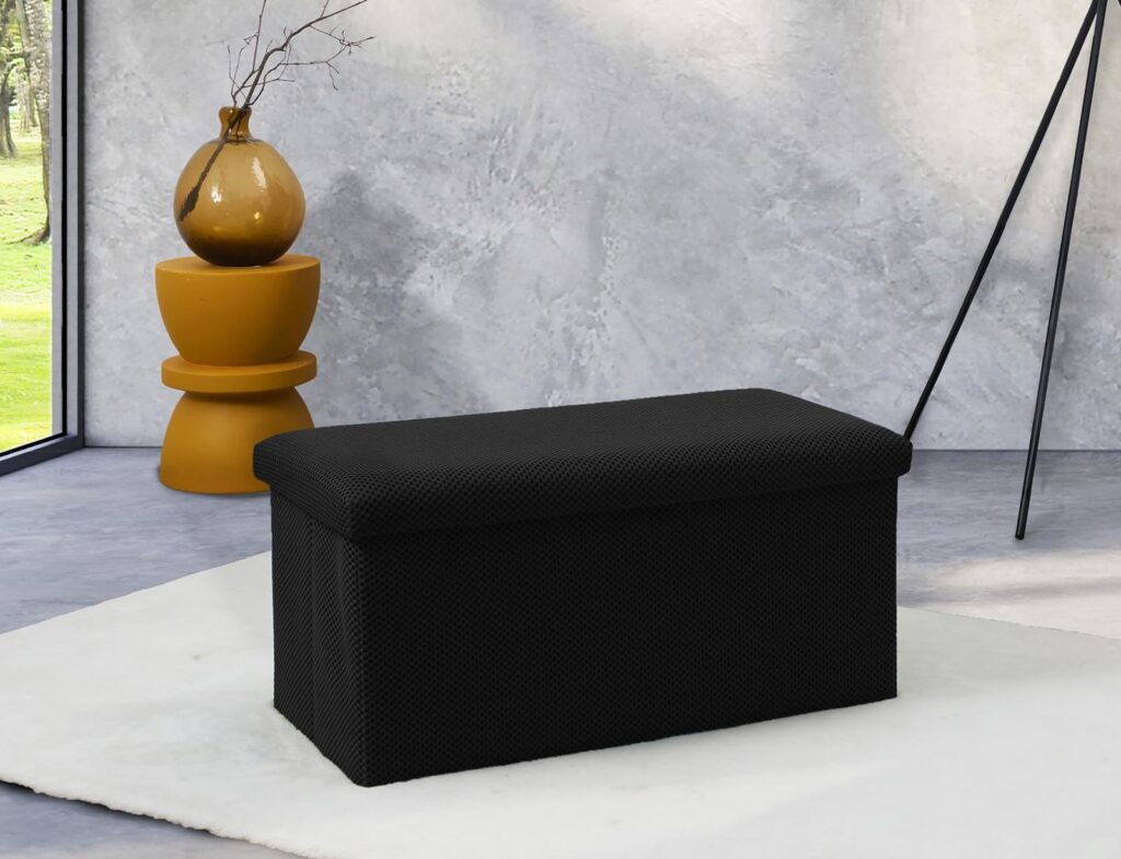 Σκαμπό-Μπαούλο Atom Home Deco Factory - 76X38X38Cm - Μαύρο