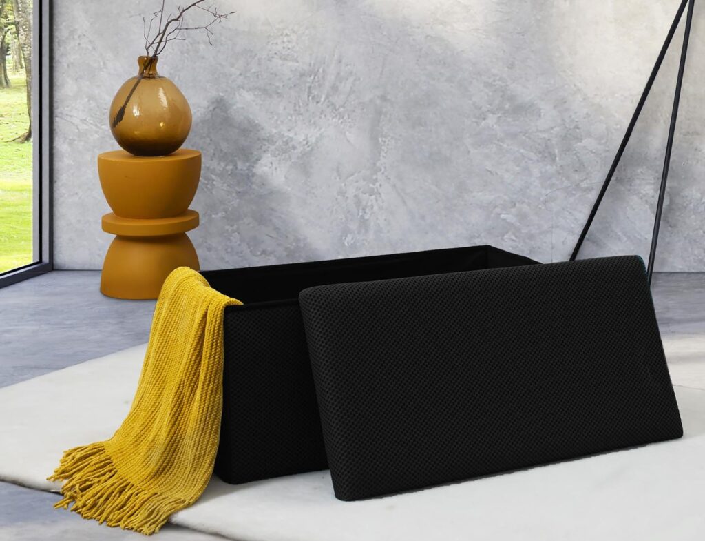 Σκαμπό-Μπαούλο Atom Home Deco Factory - 76X38X38Cm - Μαύρο