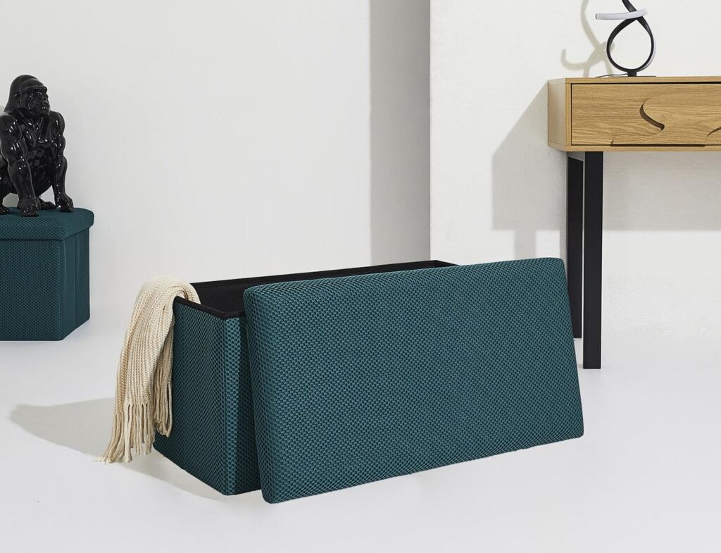 Σκαμπό-Μπαούλο Atom Home Deco Factory - 76X38X38Cm - Μπλε