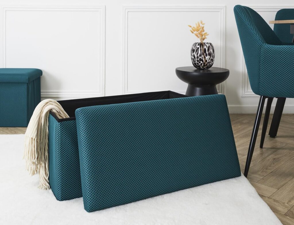 Σκαμπό-Μπαούλο Atom Home Deco Factory - 76X38X38Cm - Μπλε