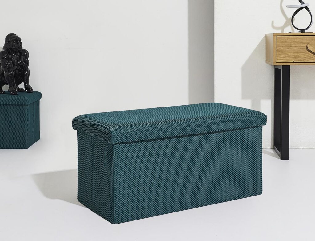 Σκαμπό-Μπαούλο Atom Home Deco Factory - 76X38X38Cm - Μπλε