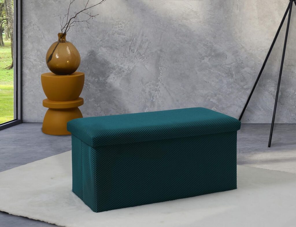 Σκαμπό-Μπαούλο Atom Home Deco Factory - 76X38X38Cm - Μπλε