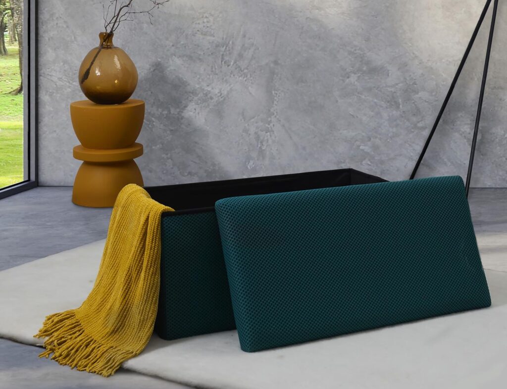 Σκαμπό-Μπαούλο Atom Home Deco Factory - 76X38X38Cm - Μπλε