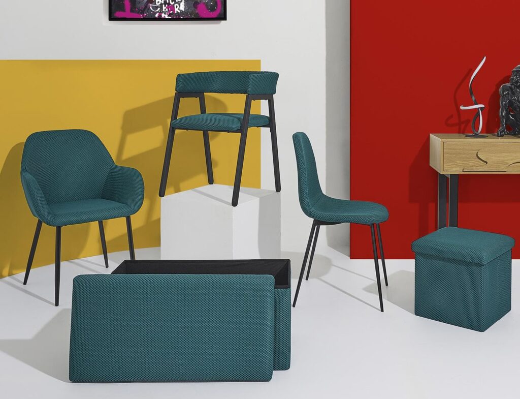 Σκαμπό-Μπαούλο Atom Home Deco Factory - 76X38X38Cm - Μπλε