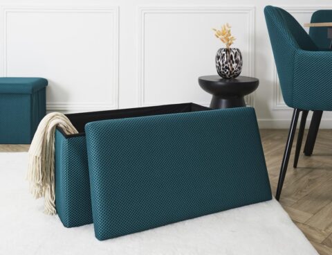 Σκαμπό-Μπαούλο Atom Home Deco Factory - 76X38X38Cm - Μπλε