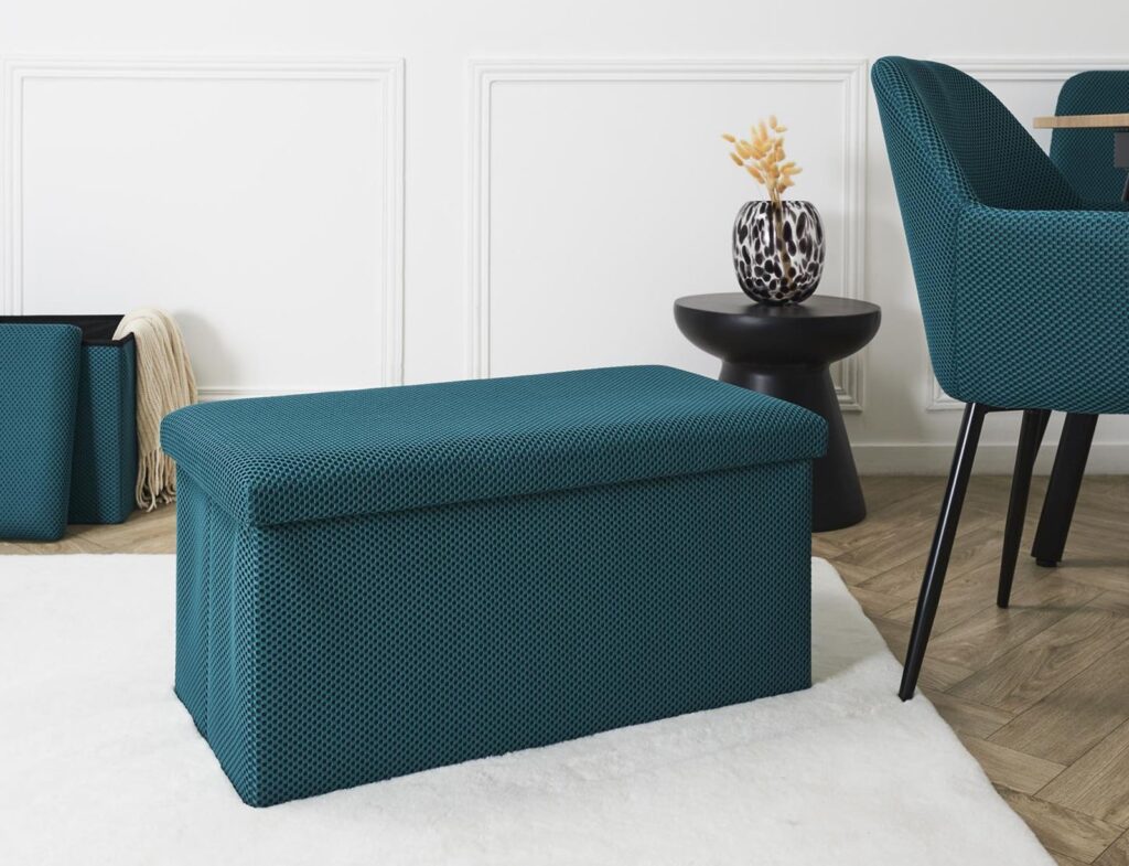 Σκαμπό-Μπαούλο Atom Home Deco Factory - 76X38X38Cm - Μπλε