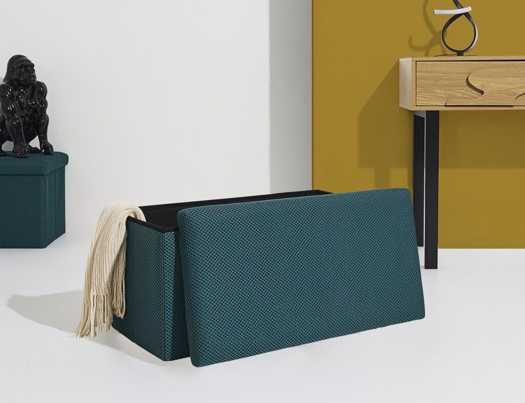Σκαμπό-Μπαούλο Atom Home Deco Factory - 76X38X38Cm - Μπλε
