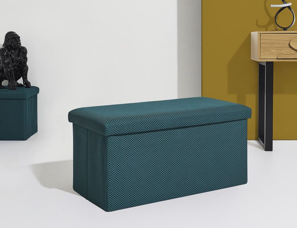 Σκαμπό-Μπαούλο Atom Home Deco Factory - 76X38X38Cm - Μπλε