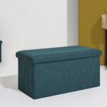 Σκαμπό-Μπαούλο Atom Home Deco Factory - 76X38X38Cm - Μπλε