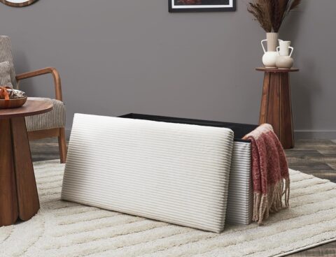 Σκαμπό-Μπαούλο Scott Home Deco Factory - 76X38X38Cm - Μπεζ