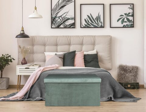Σκαμπό & Πουφ Giulia Velvet Foldable Storage Bench Hd6815