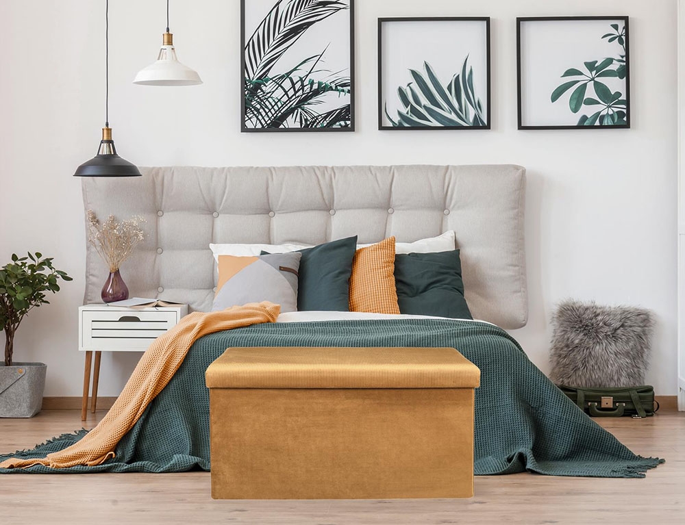 Σκαμπό & Πουφ Giulia Velvet Foldable Storage Bench Hd6817