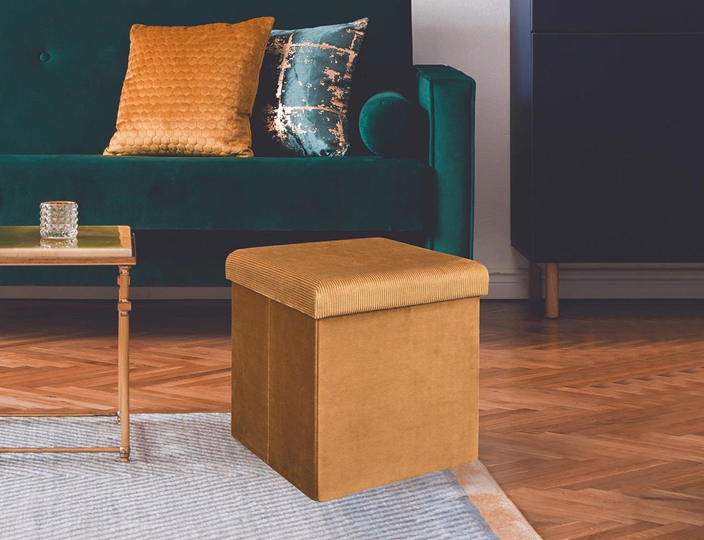 Σκαμπό & Πουφ Giulia Velvet Foldable Storage Pouffe Hd6813