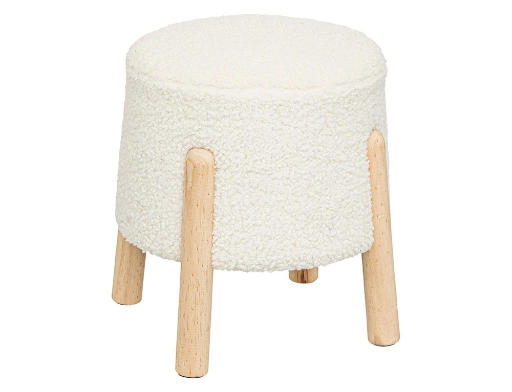Σκαμπό & Πουφ Inuit Wht Boucl Side Stool Atmosphera 202272