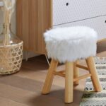 Σκαμπό & Πουφ Oslo Wht Fur Side Stool Atmosphera 140057D