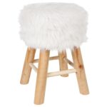 Σκαμπό & Πουφ Oslo Wht Fur Side Stool Atmosphera 140057D