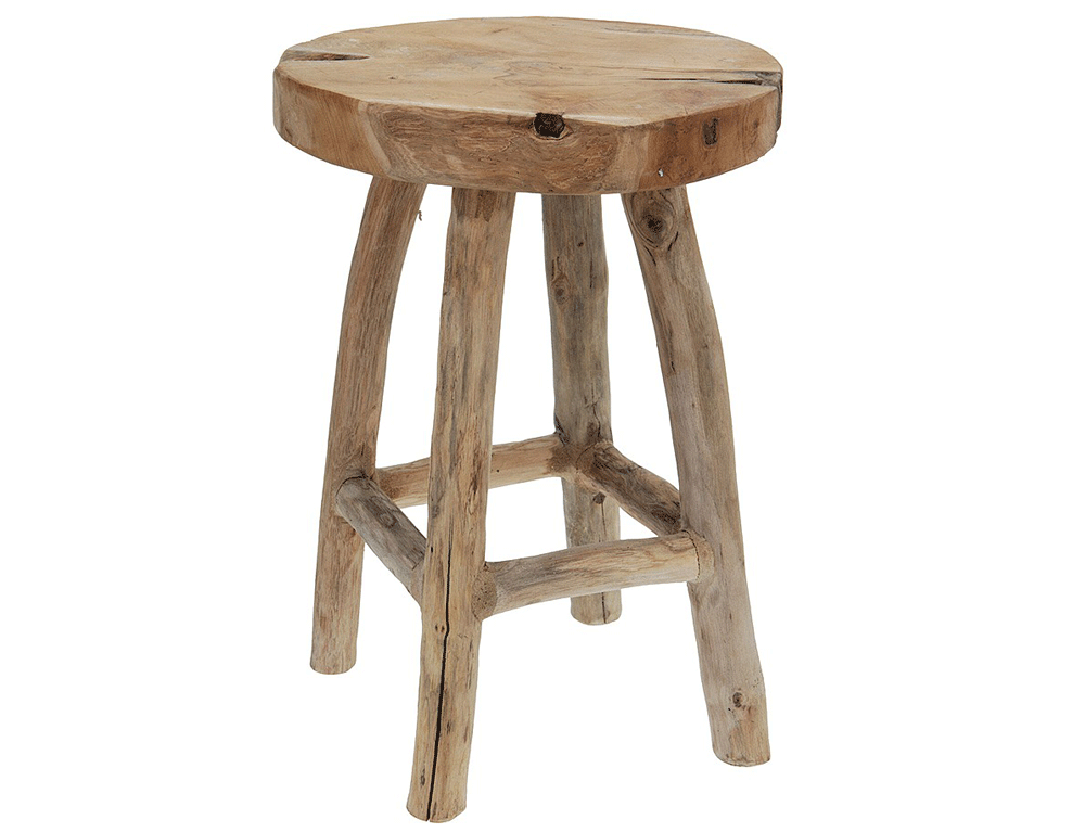 Σκαμπό & Πουφ Stool Teak Wood H42Cm J11300300