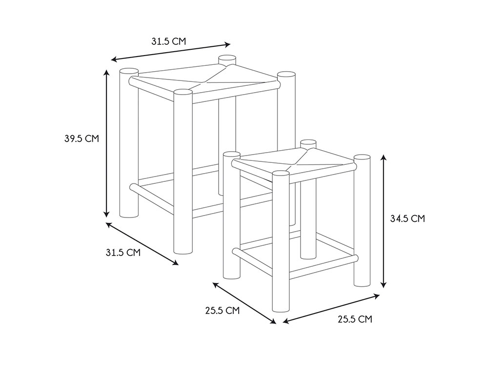 Σκαμπό & Πουφ Tabouret Gigognes X2 Bois Hamram M1 Hd7627
