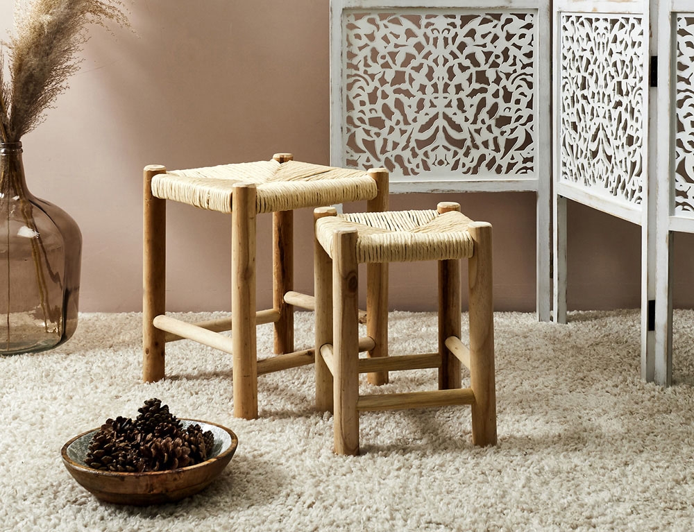 Σκαμπό & Πουφ Tabouret Gigognes X2 Bois Hamram M1 Hd7627