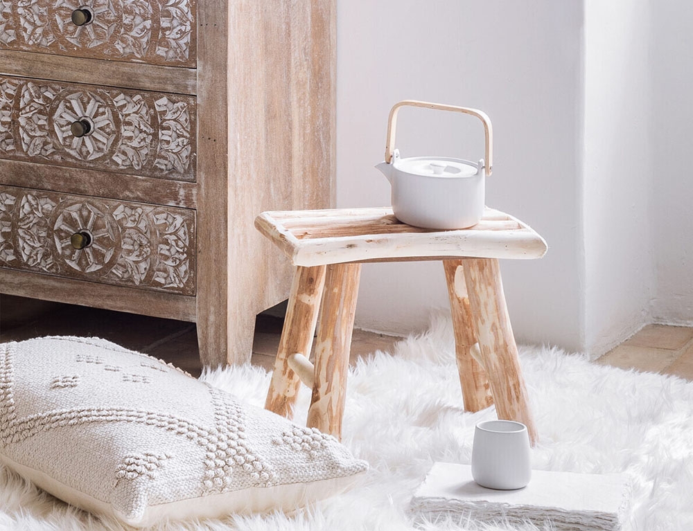 Σκαμπό & Πουφ Woody Nat Side Stool Atmosphera 140101