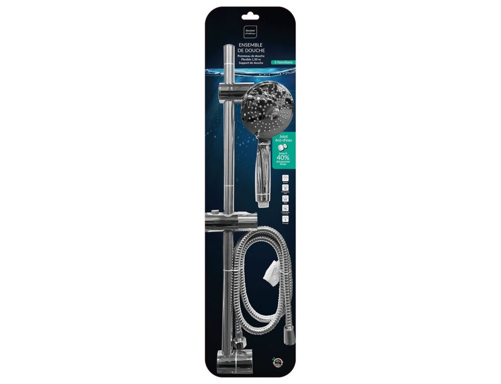 Στήλες Και Τηλέφωνα Ντους Shower Kit 5 Fct+Fixing Bar H 24 X Γ 12 Cm Plasti