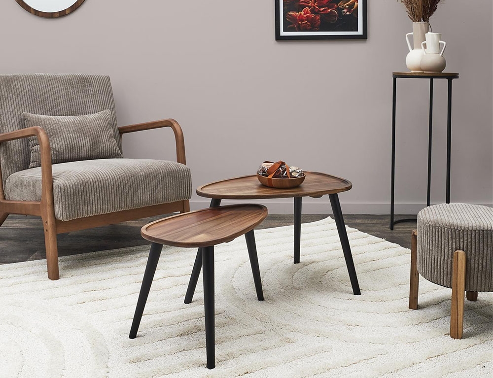 Τραπεζάκια Σαλονιού Acacia Triangle Nesting Table X2 Hd0291