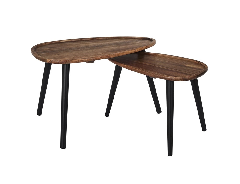 Τραπεζάκια Σαλονιού Acacia Triangle Nesting Table X2 Hd0291