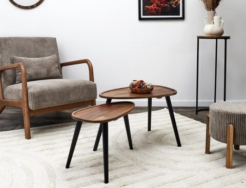 Τραπεζάκια Σαλονιού Acacia Triangle Nesting Table X2 Hd0291
