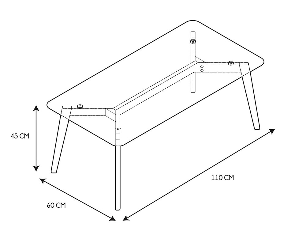 Τραπεζάκια Σαλονιού Glass Rectangular Table 90X60X45Cm Hd3801