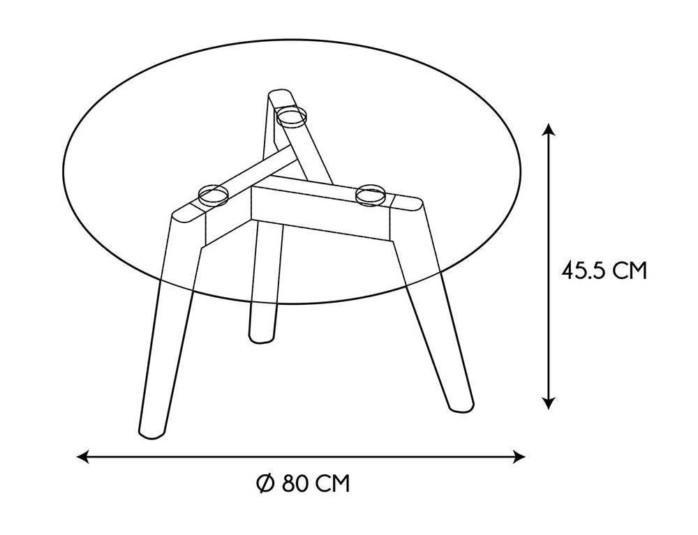 Τραπεζάκια Σαλονιού Glass Round Table Diam 80Cm Hd3800