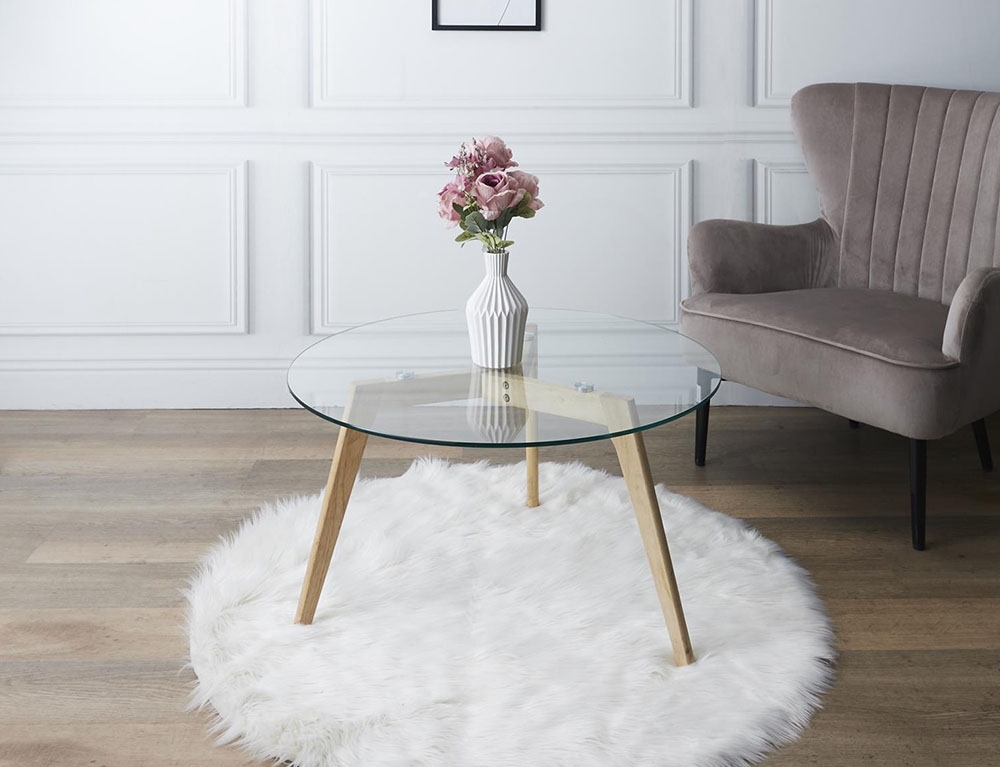 Τραπεζάκια Σαλονιού Glass Round Table Diam 80Cm Hd3800