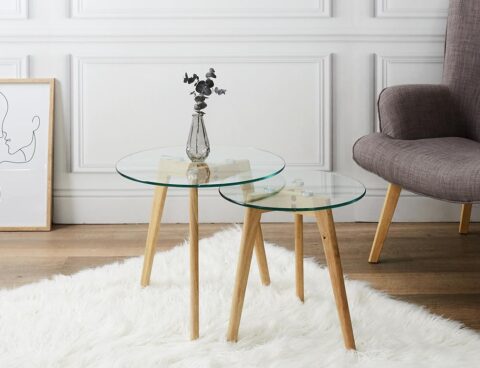 Τραπεζάκια Σαλονιού Nesting Tables X2 In Heattempered Glass Hd3207