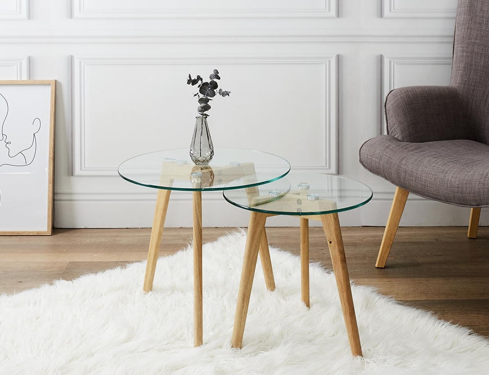 Τραπεζάκια Σαλονιού Nesting Tables X2 In Heattempered Glass Hd3207