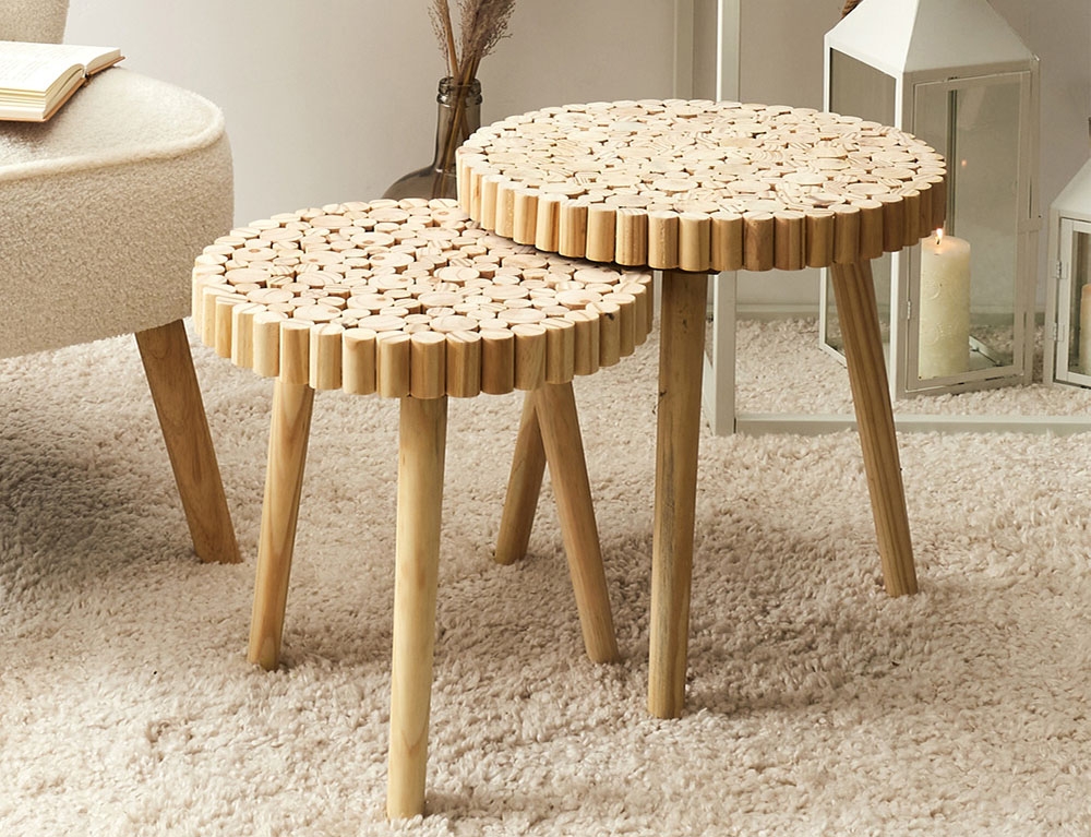 Τραπεζάκια Σαλονιού Table Gigogne Rondin X2 M1 Hd5208