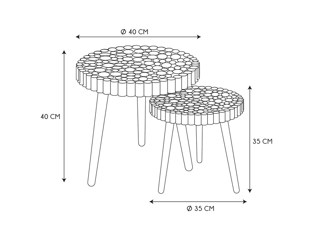 Τραπεζάκια Σαλονιού Table Gigogne Rondin X2 M1 Hd5208