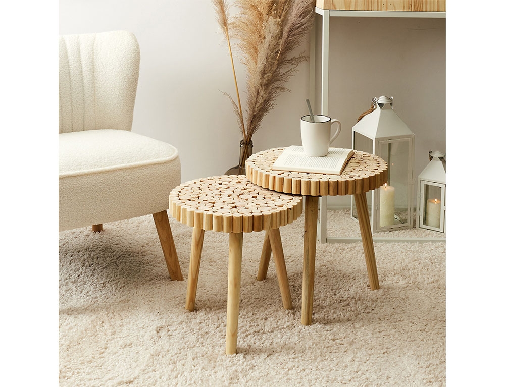 Τραπεζάκια Σαλονιού Table Gigogne Rondin X2 M1 Hd5208