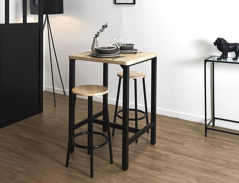 Τραπεζαρίες Table Mange Debout Et 2 Tabourets Loka M1 Hd0210Cr