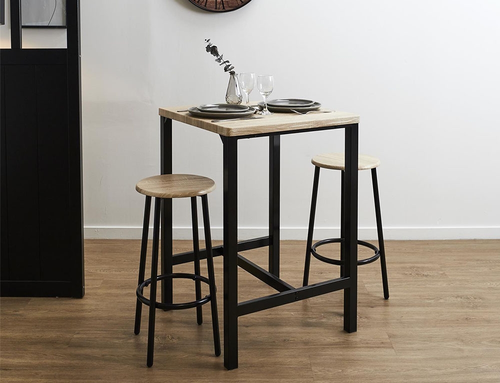 Τραπεζαρίες Table Mange Debout Et 2 Tabourets Loka M1 Hd0210Cr