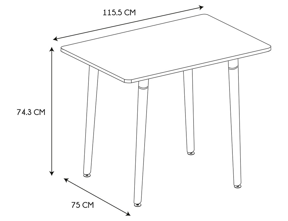 Τραπεζαρίες White Table 115X75Cm Hd3211