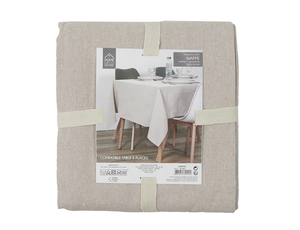 Τραπεζομάντηλα & Πετσέτες Δειπνου Beige Cotton Tablecloth 140X250Cm Tx8193