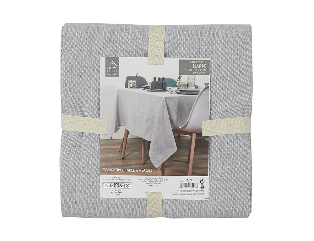 Τραπεζομάντηλα & Πετσέτες Δειπνου Grey Cotton Tablecloth 140X250Cm Tx8192