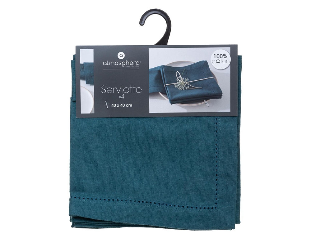 Τραπεζομάντηλα & Πετσέτες Δειπνου Napkin Chambray Blue X4 Atmosphera 146341Q