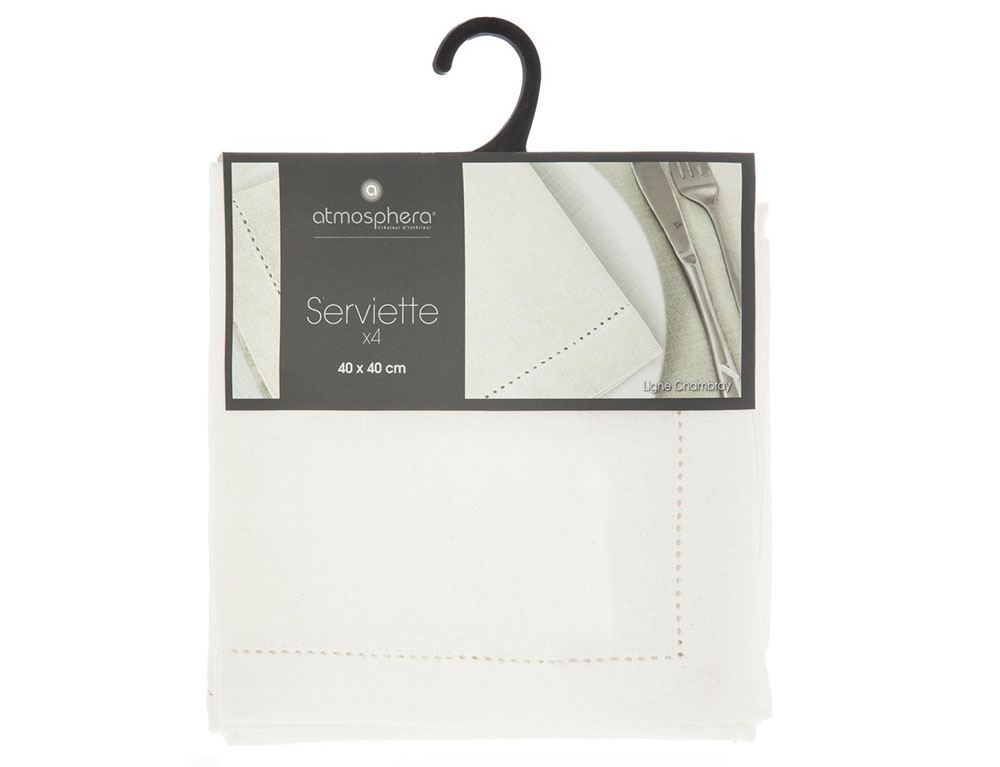 Τραπεζομάντηλα & Πετσέτες Δειπνου Napkin Chambray White X4 Atmosphera 146341Z