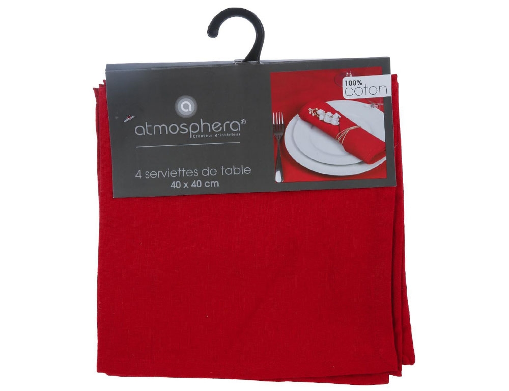 Τραπεζομάντηλα & Πετσέτες Δειπνου Red Cotton Napkins S/4