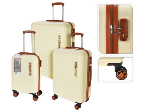 Τσάντες & Βαλίτσες Ταξιδιού Suitcase Set Explorer 3Pcs Abs Cream Dg9001000